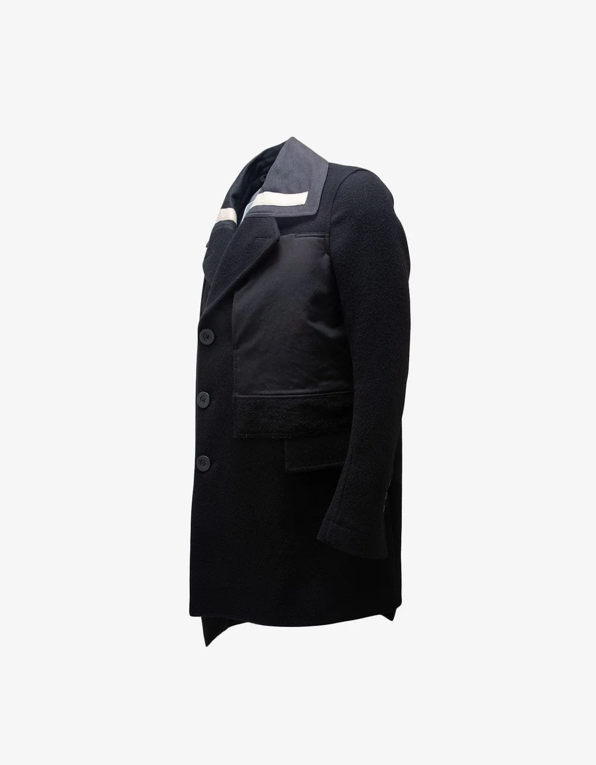 Rick Owens Black Wool Caped Peacoat - AW15 sold by Zoo Fashions product image thumbnail 3