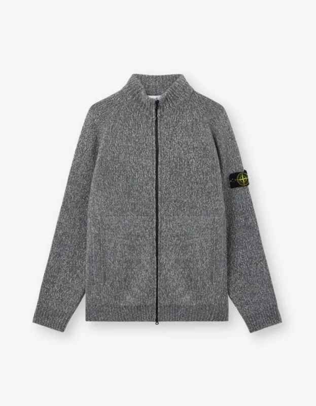 Stone Island Grey Mouline Wool Cardigan sold by Zoo Fashions