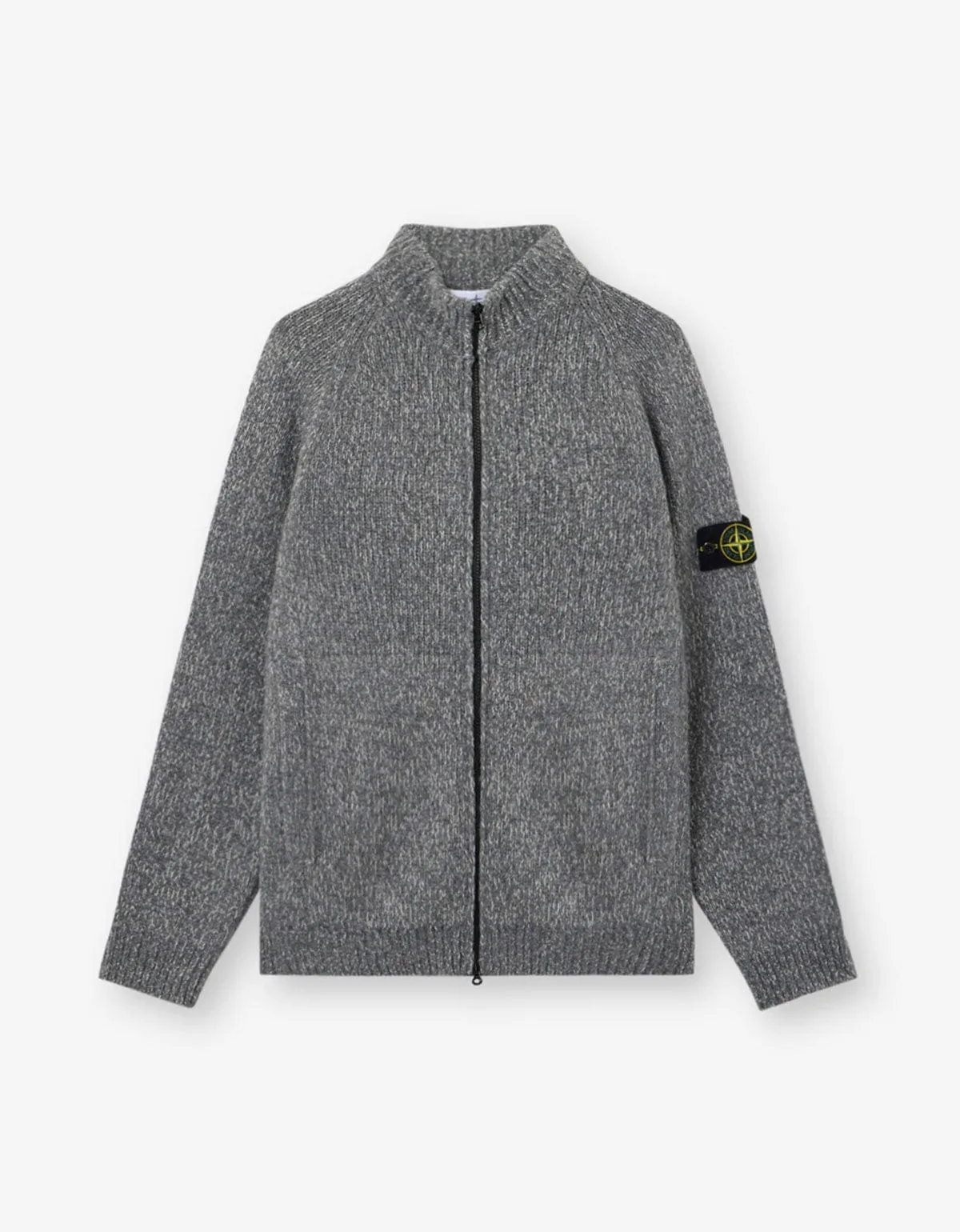 Stone Island Grey Mouline Wool Cardigan sold by Zoo Fashions
