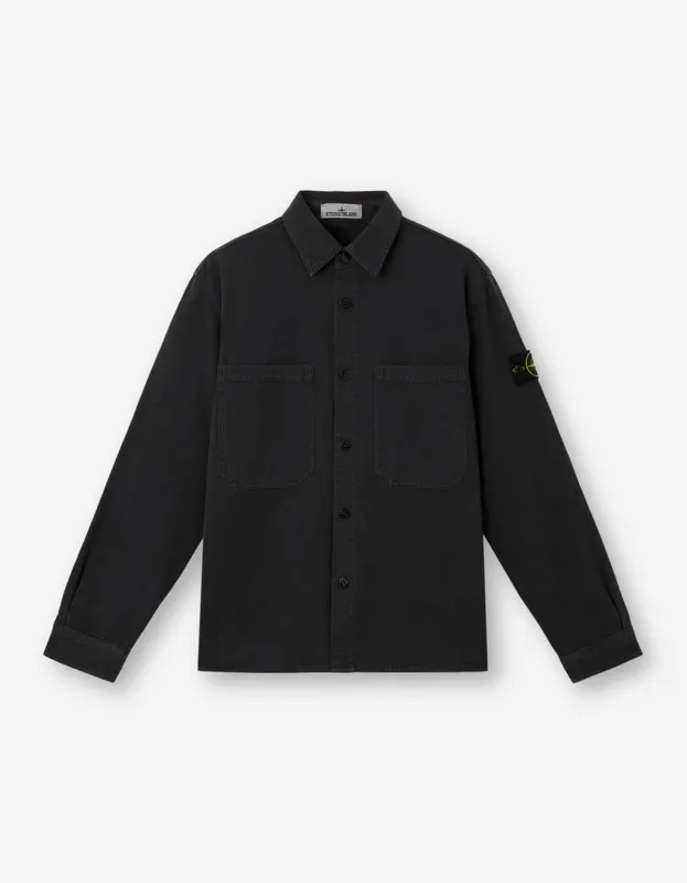 Stone Island Black Old Effect Overshirt sold by Zoo Fashions