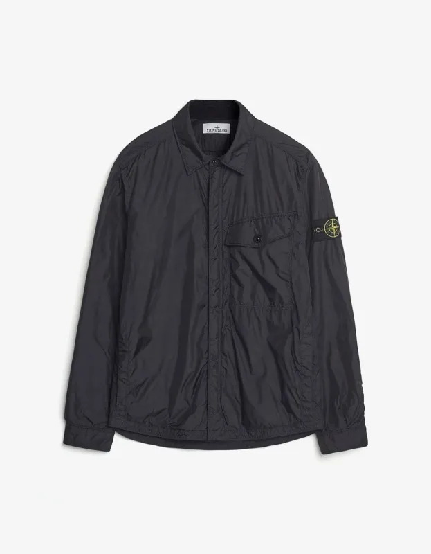 Stone Island Black Crinkle Reps R-NY Overshirt sold by Zoo Fashions