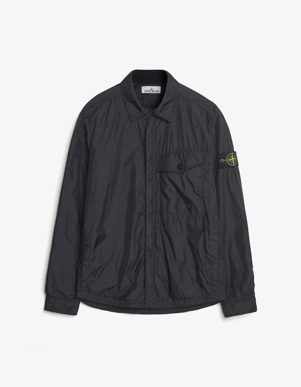 Stone Island Black Crinkle Reps R-NY Overshirt sold by Zoo Fashions
