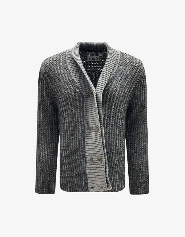 Maison Martin Margiela Grey Wool Shawl Collar Cardigan sold by Zoo Fashions