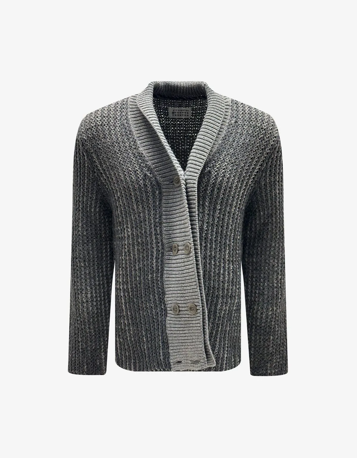 Maison Martin Margiela Grey Wool Shawl Collar Cardigan sold by Zoo Fashions