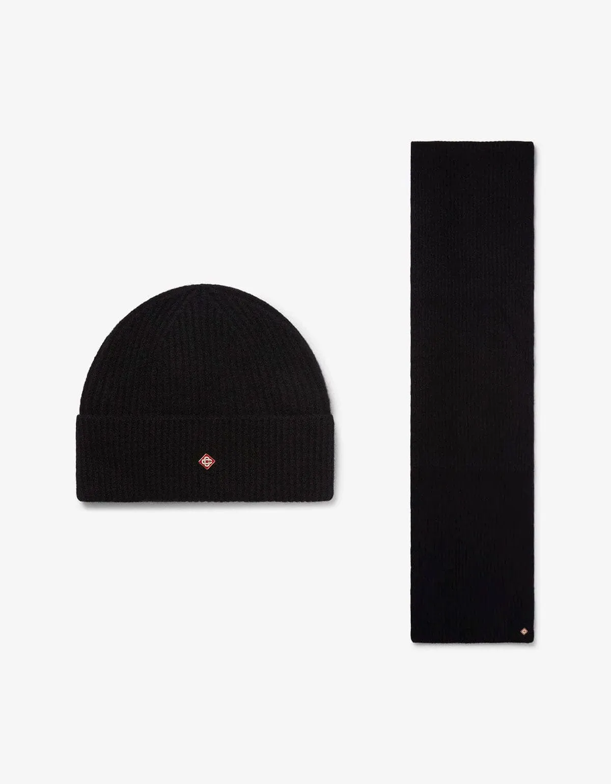 Casablanca Black Wool Rib Hat & Scarf Set sold by Zoo Fashions