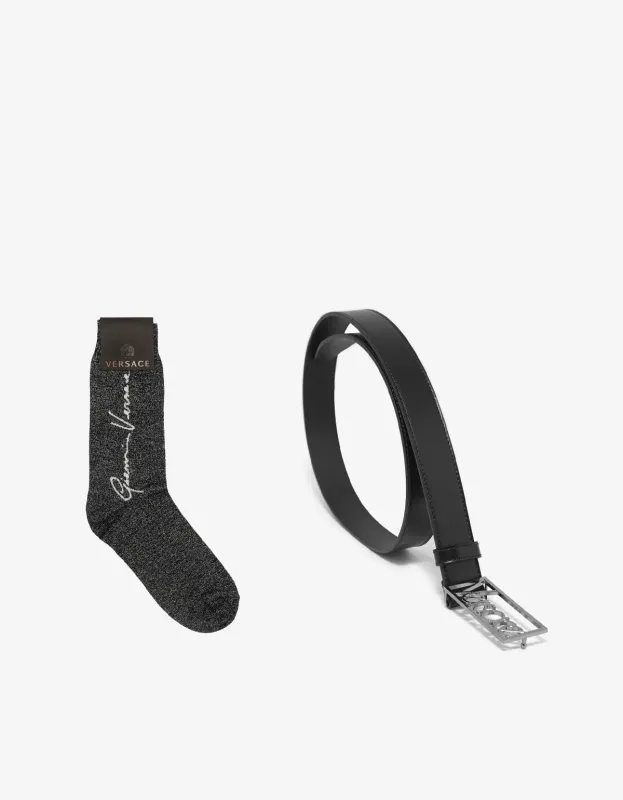 Versace Black Belt & Socks Set sold by Zoo Fashions
