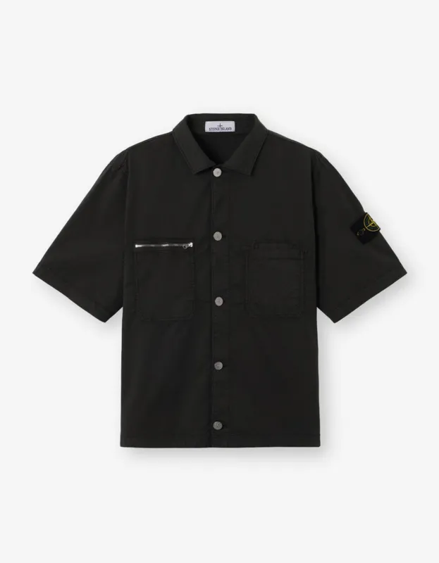 Stone Island Black Twill Stretch-TC Overshirt sold by Zoo Fashions