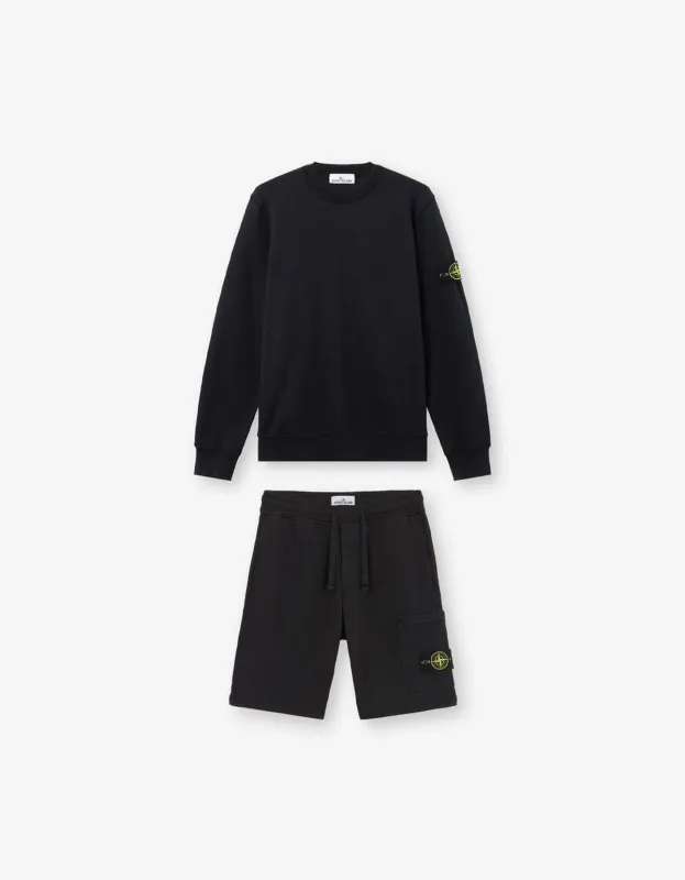 Stone Island Black Compass Sweatshirt & Sweat Shorts sold by Zoo Fashions