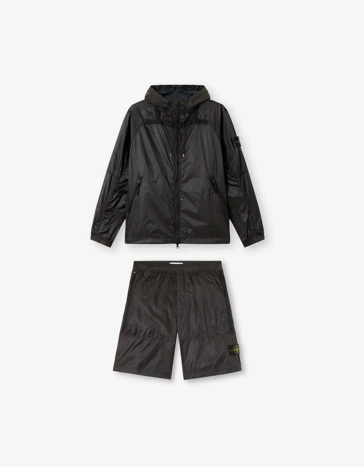 Stone Island Grey Ripstop Light HT Nylon Jacket & Shorts Bundle sold by Zoo Fashions