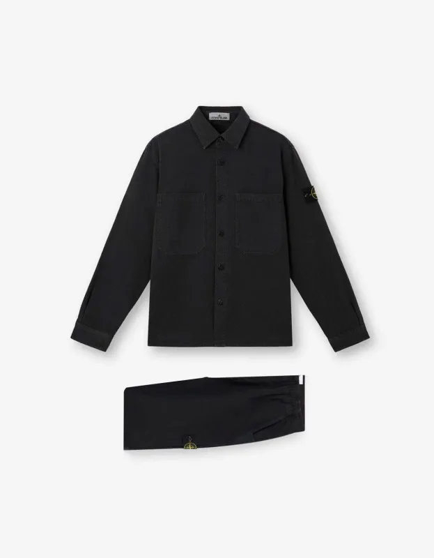 Stone Island Black Old Effect Overshirt & Trousers Bundle sold by Zoo Fashions
