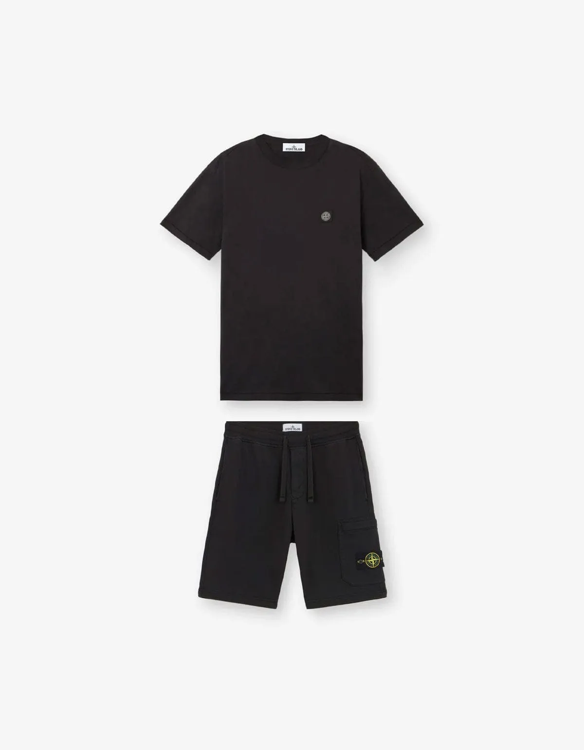 Stone Island Black Compass Logo T-Shirt & Sweat Shorts sold by Zoo Fashions