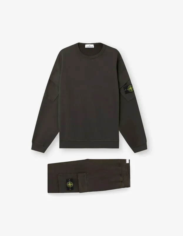 Stone Island Grey Sleeve Pocket Sweatshirt & Sweat Pants Bundle sold by Zoo Fashions