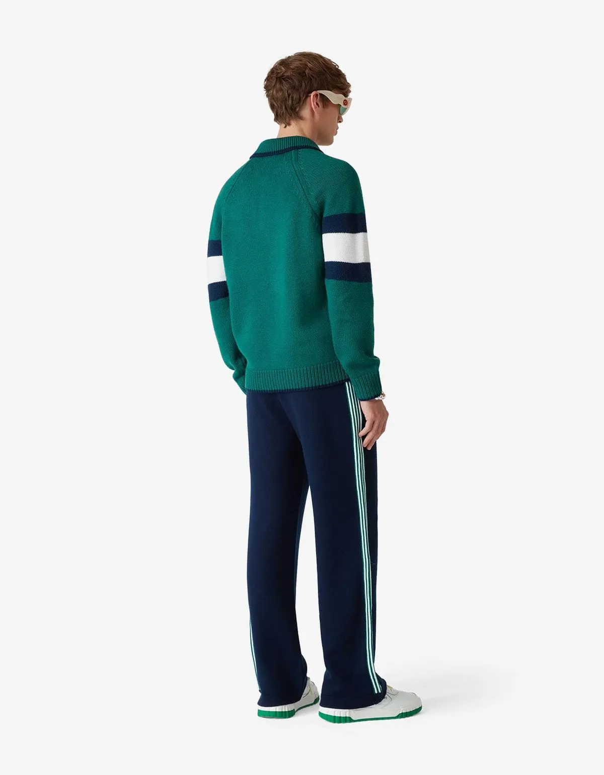 Casablanca Green Colourblock Polo Shirt & Navy Blue Knit Tennis Trousers Bundle sold by Zoo Fashions product image thumbnail 4