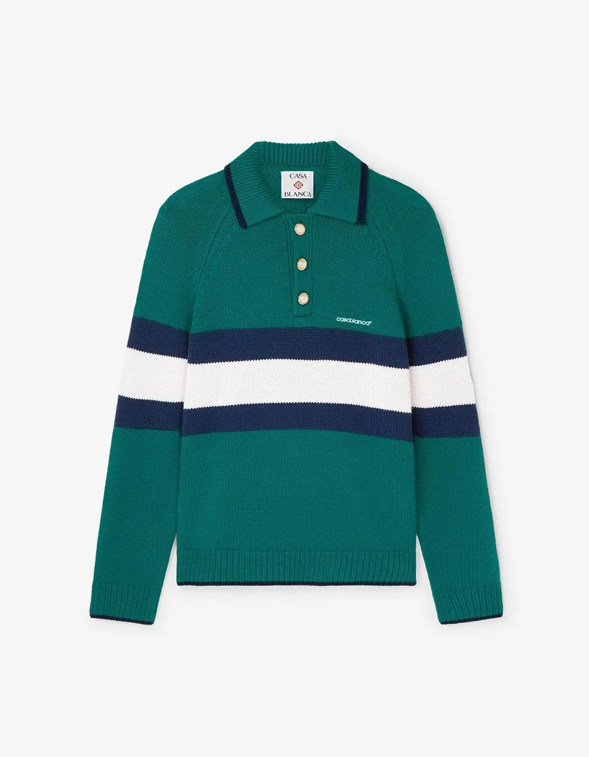 Casablanca Green Colourblock Polo Shirt & Navy Blue Knit Tennis Trousers Bundle sold by Zoo Fashions product image thumbnail 3