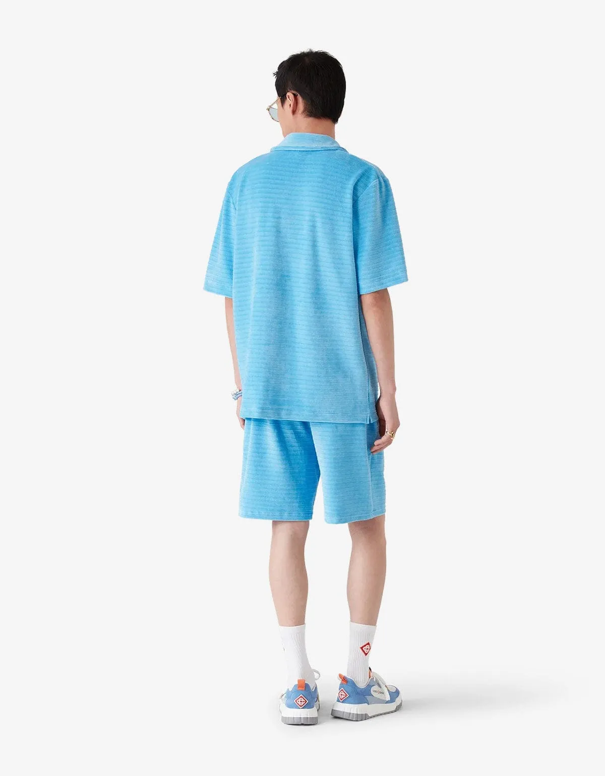 Casablanca Blue Velour Stripe Short Sleeve Shirt & Stripe Shorts Bundle sold by Zoo Fashions product image thumbnail 5