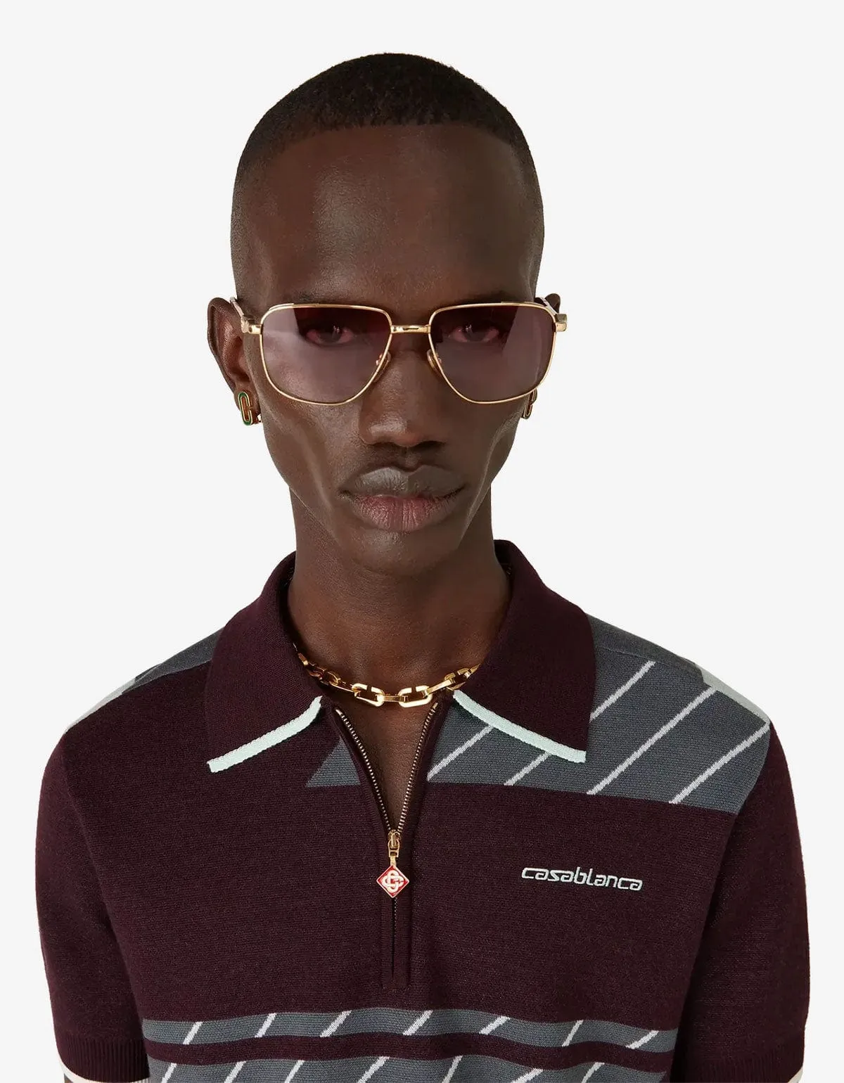 Casablanca Purple Merino Diagonal Polo Shirt & Tennis Trousers Bundle sold by Zoo Fashions product image thumbnail 4