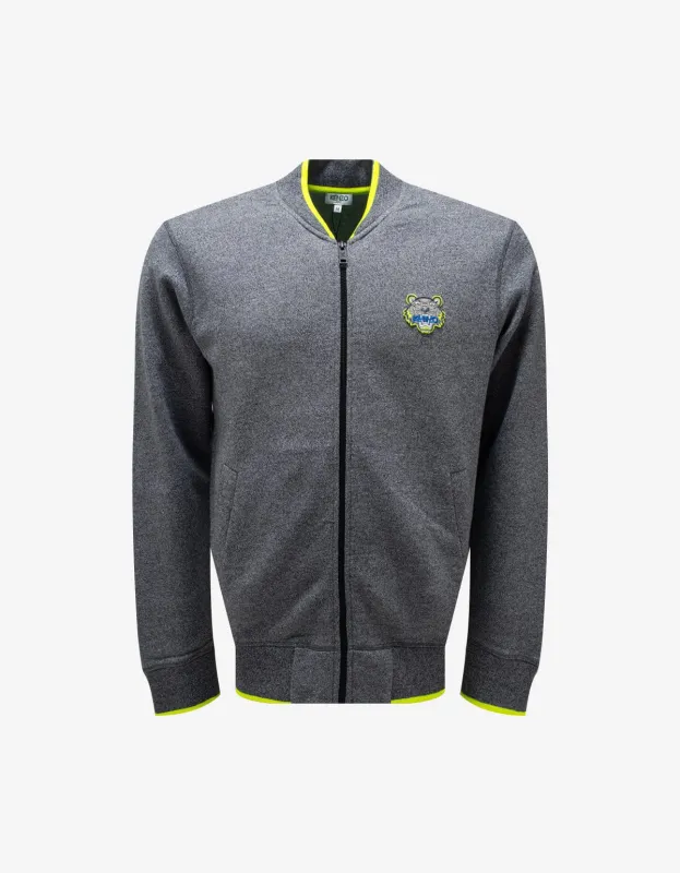 Kenzo Grey Tiger Badge Zip Through Sweatshirt made by Kenzo