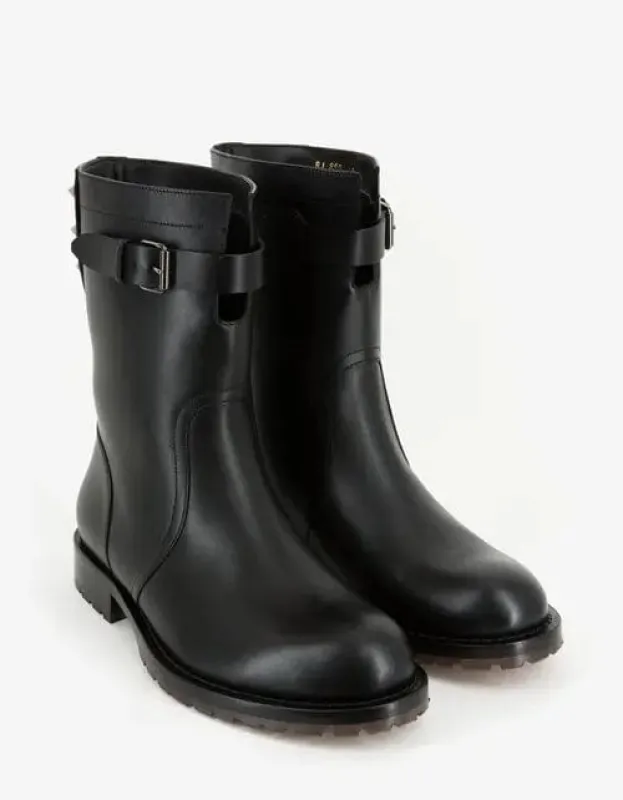 Valentino Black Leather Rockstud Boots sold by Zoo Fashions