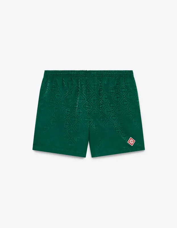 Casablanca Green Monogram Jacquard Swim Shorts sold by Zoo Fashions