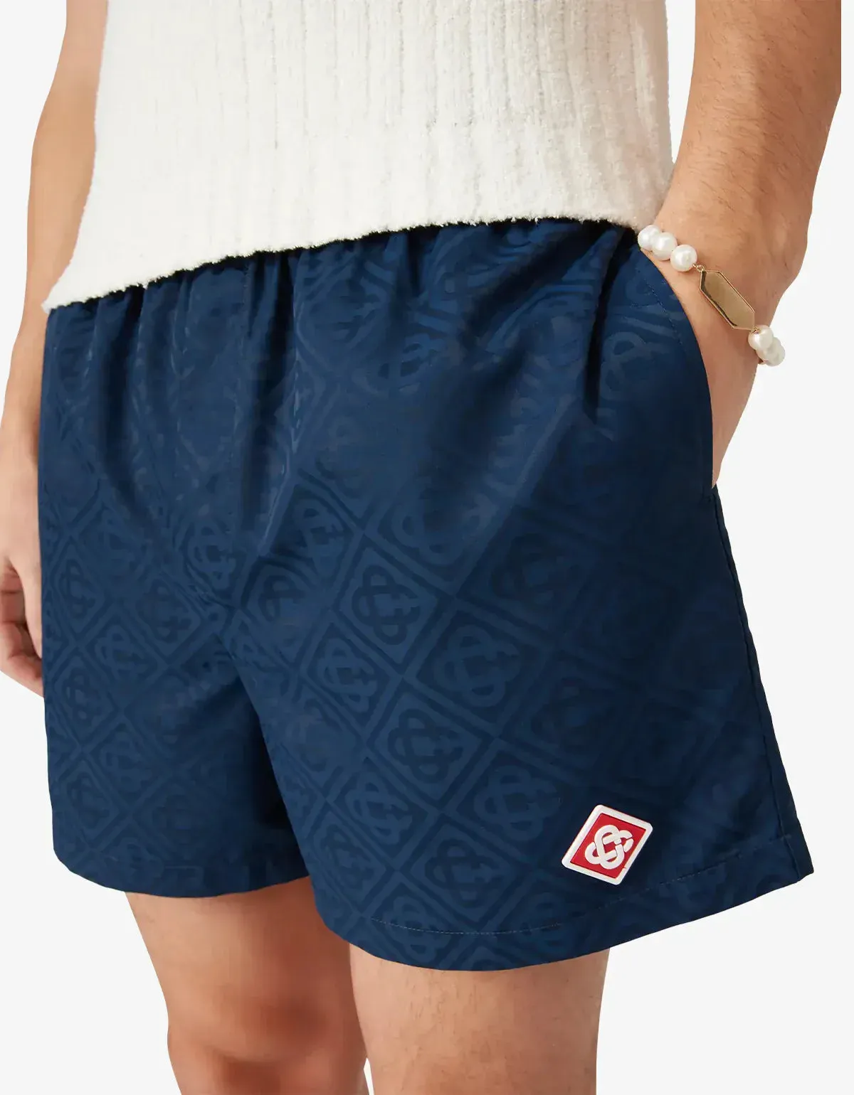Casablanca Blue Monogram Jacquard Swim Shorts sold by Zoo Fashions product image thumbnail 5