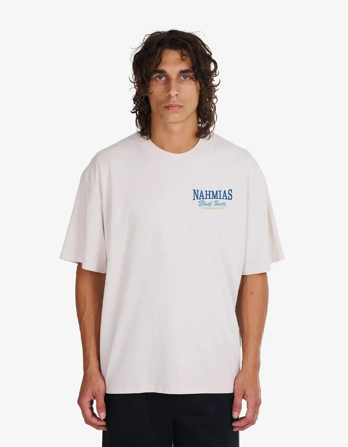 Nahmias White Boat Tours Boxy T-Shirt sold by Zoo Fashions