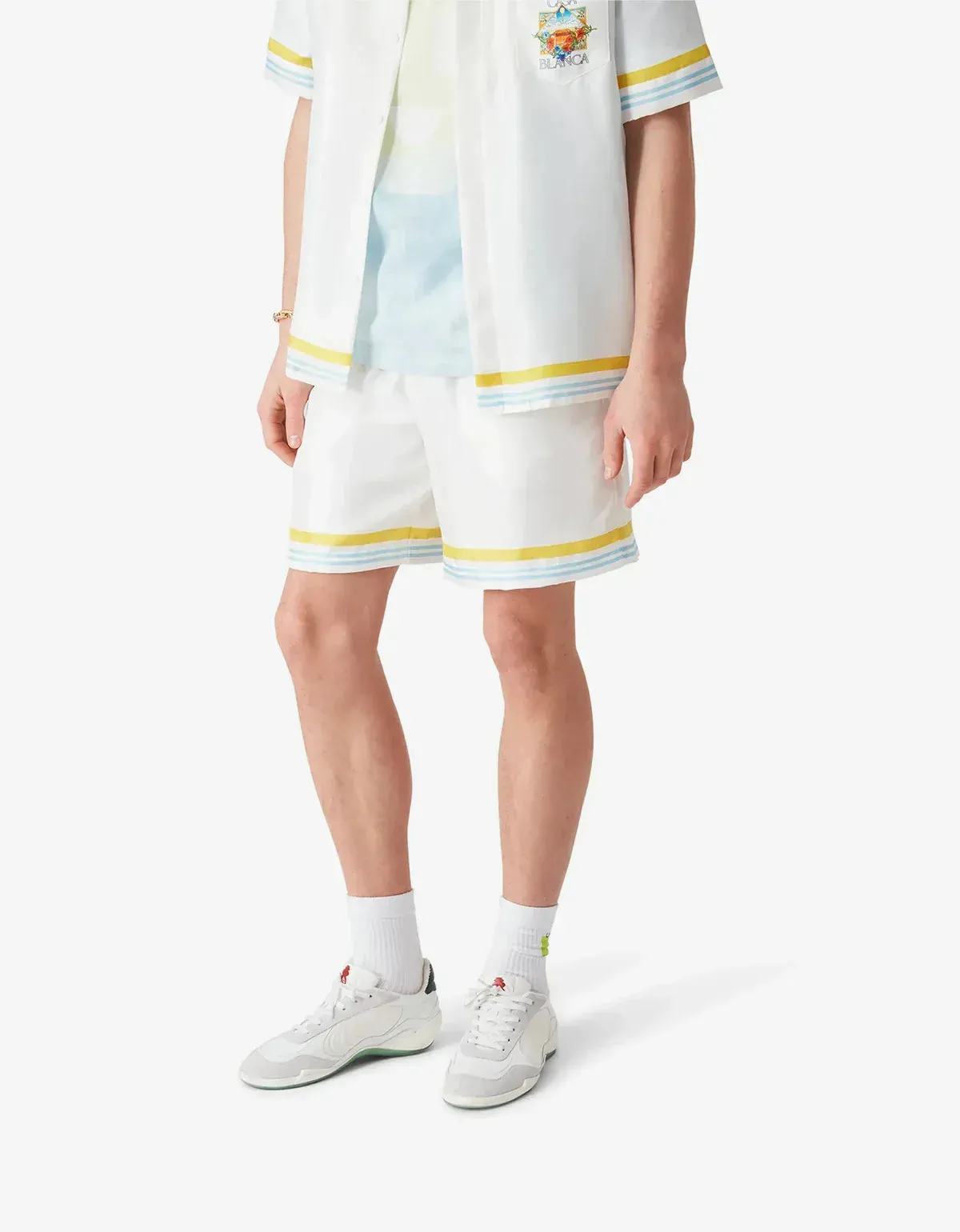 Casablanca White Tennis Landscape Silk Shorts sold by Zoo Fashions product image thumbnail 2