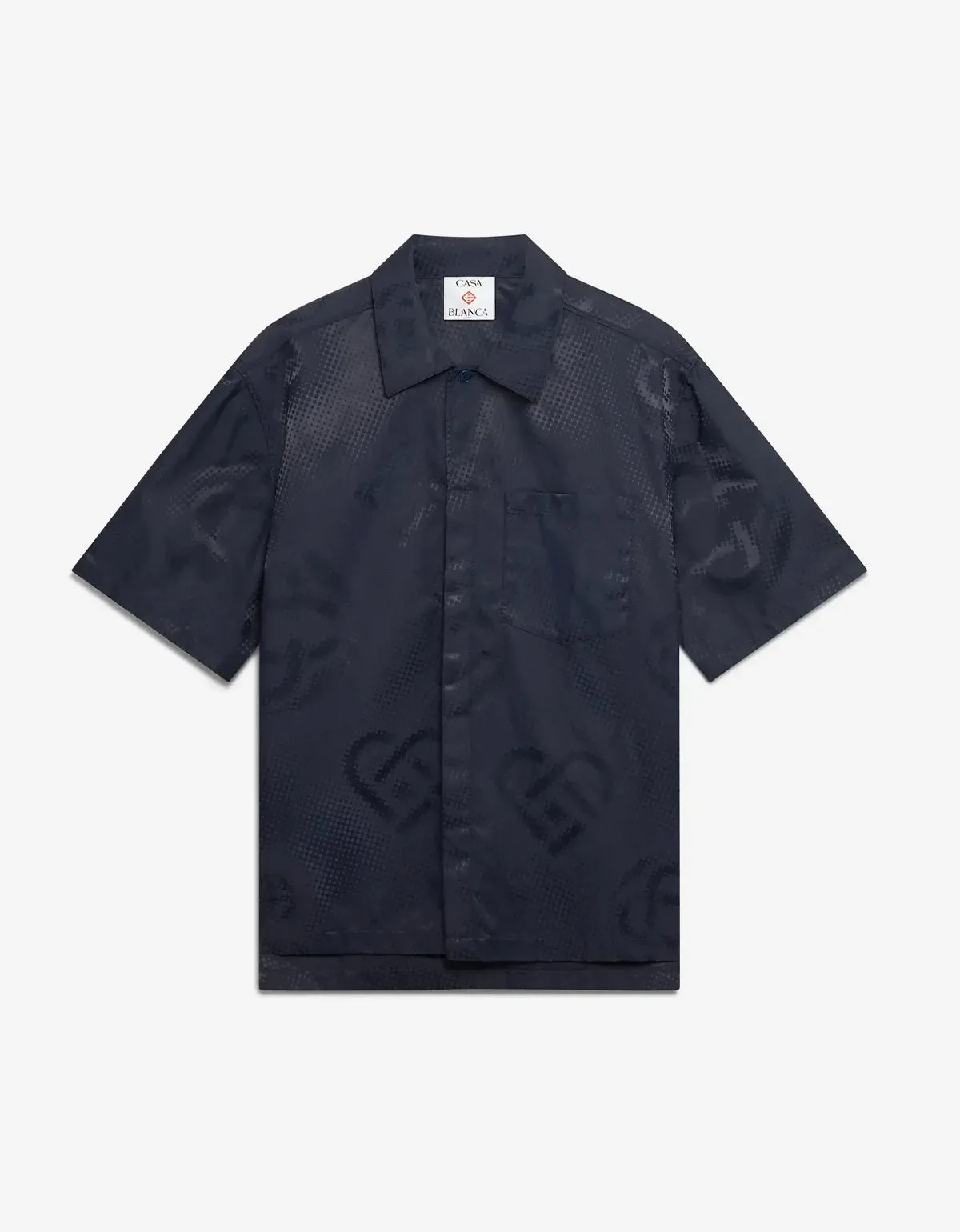 Casablanca Blue Half Tone Monogram Short Sleeve Shirt sold by Zoo Fashions