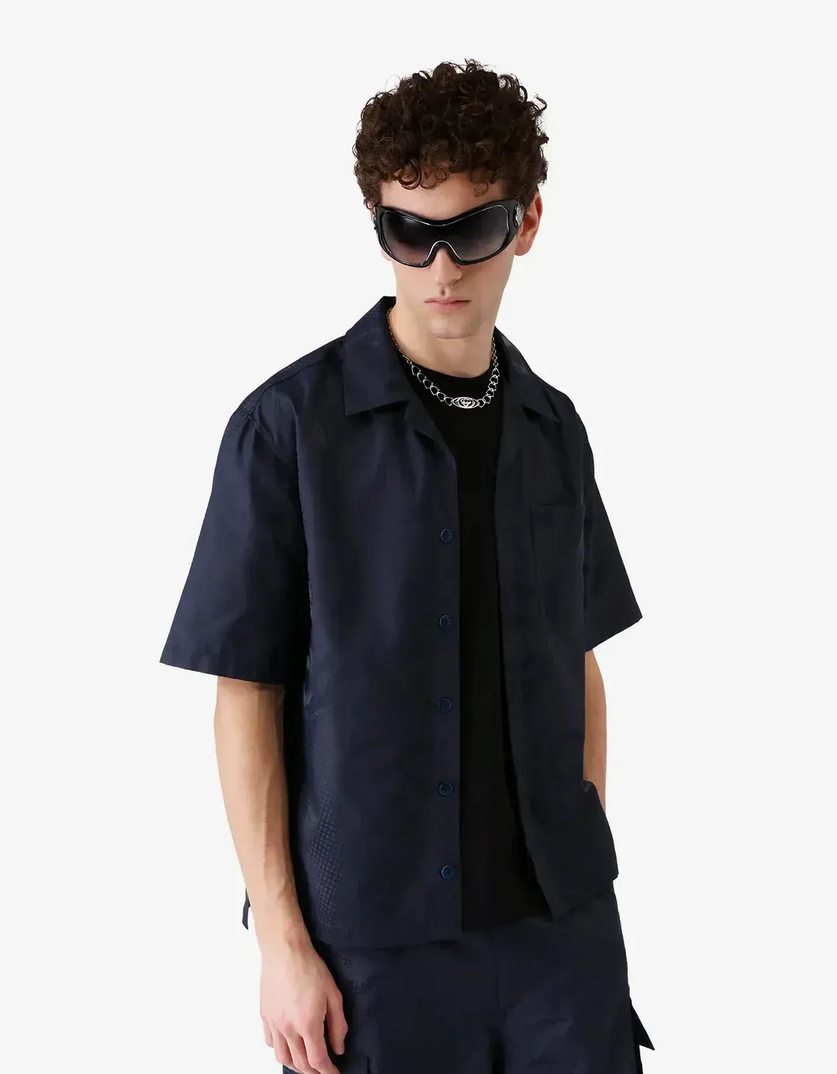 Casablanca Blue Half Tone Monogram Short Sleeve Shirt sold by Zoo Fashions product image thumbnail 2