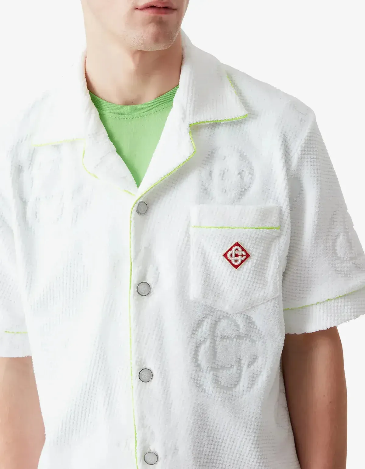 Casablanca White Towelling Monogram Short Sleeve Shirt sold by Zoo Fashions product image thumbnail 5