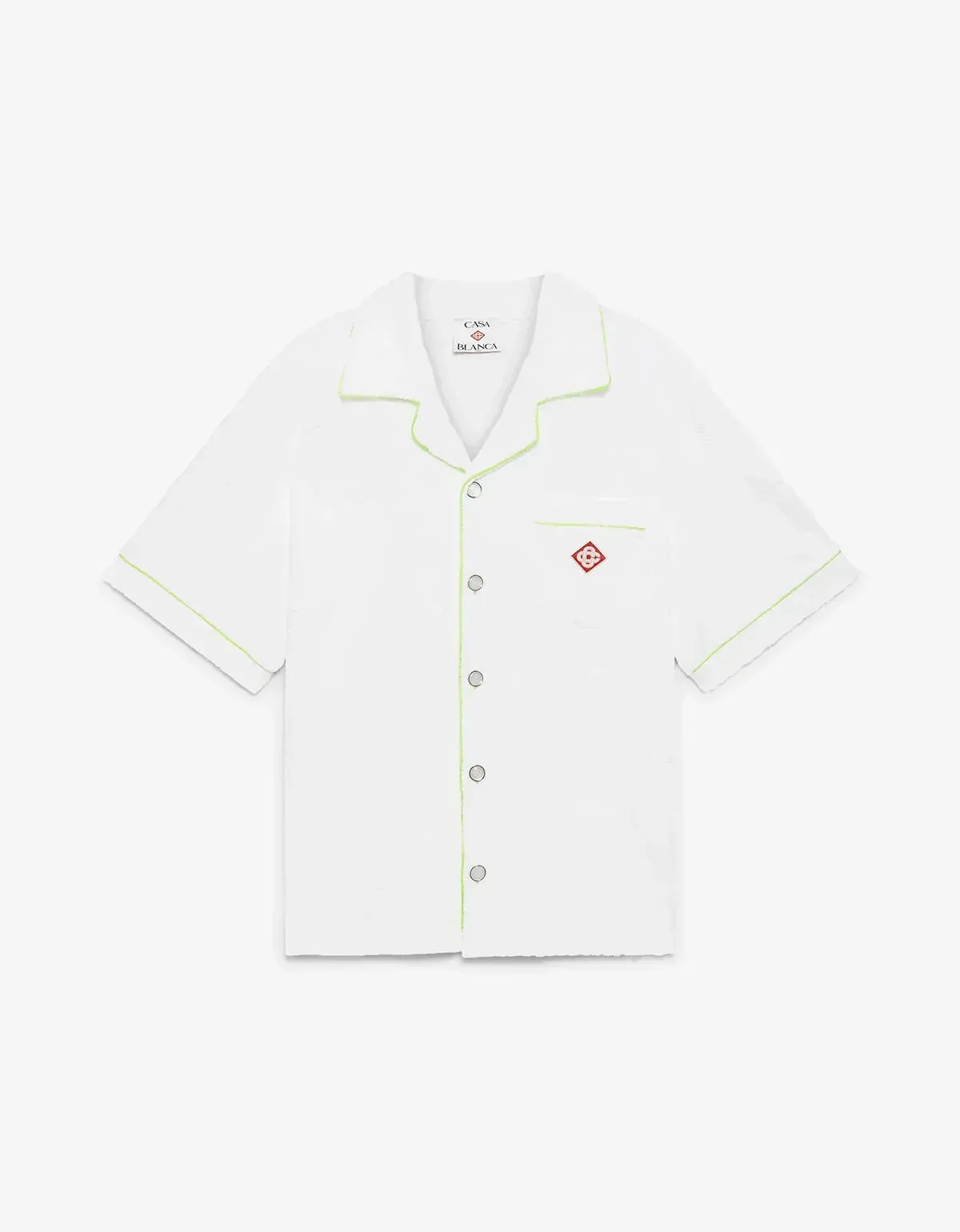 Casablanca White Towelling Monogram Short Sleeve Shirt sold by Zoo Fashions