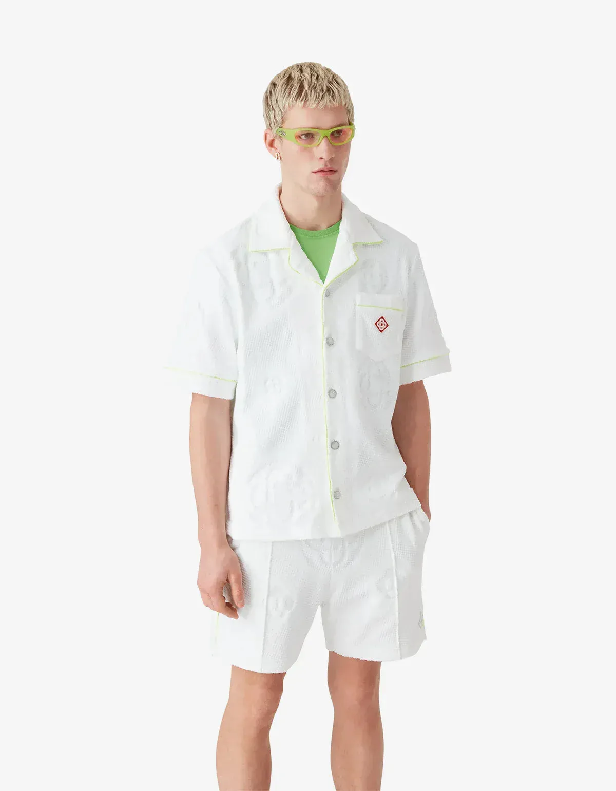 Casablanca White Towelling Monogram Short Sleeve Shirt sold by Zoo Fashions product image thumbnail 2
