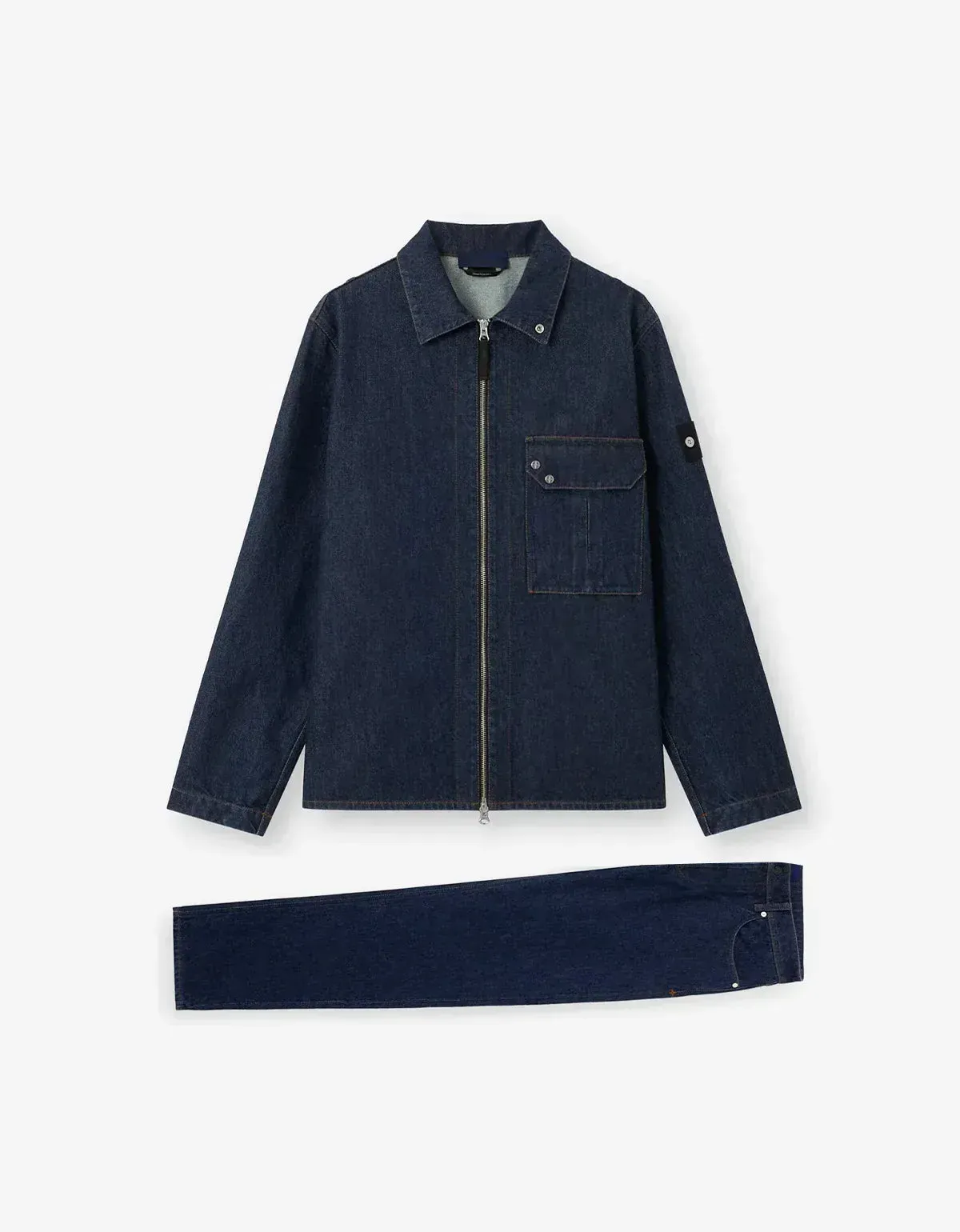Stone Island Denim Research Indigo Denim-Rinsed Overshirt & Jeans sold by Zoo Fashions