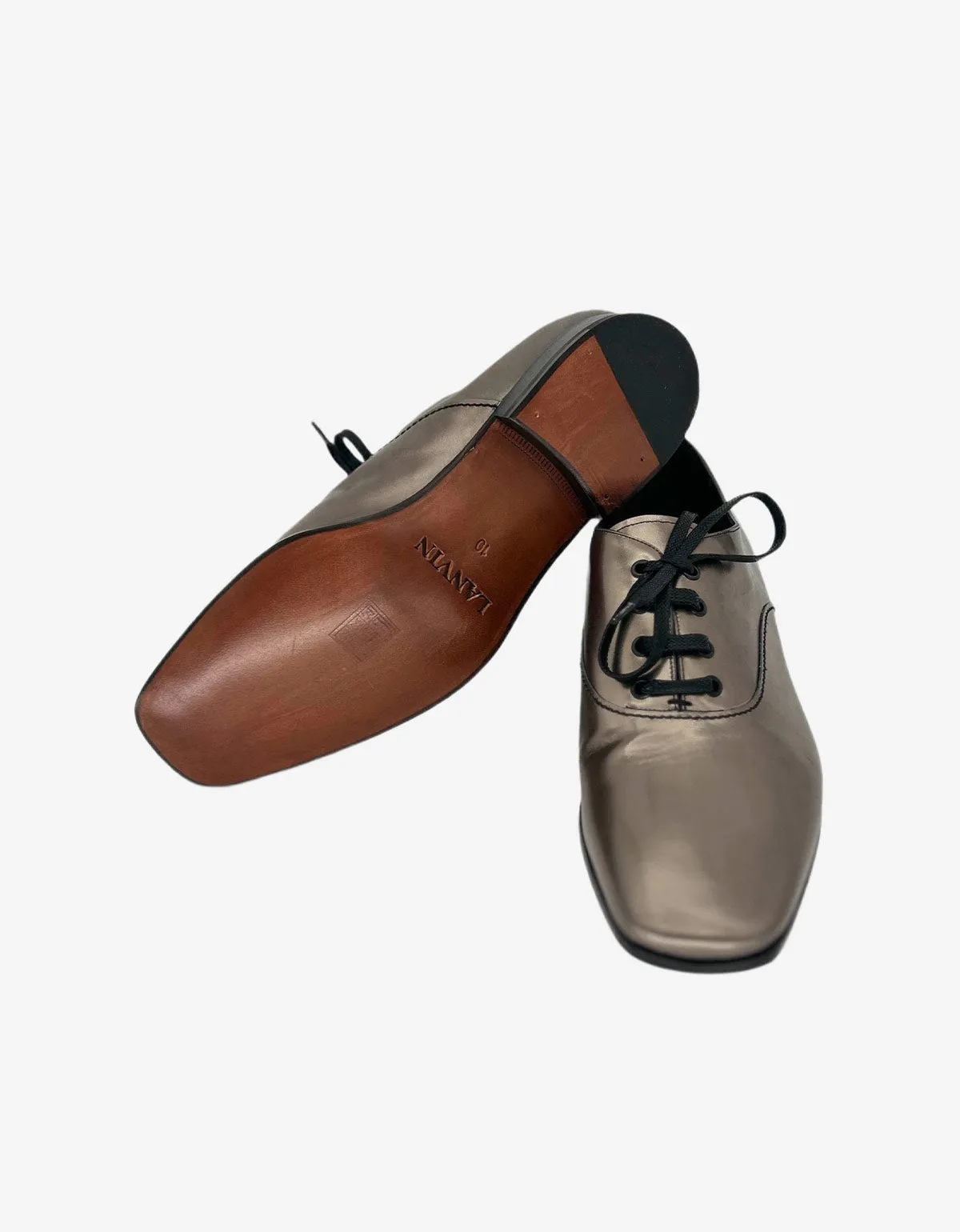 Lanvin Silver Oxford Shoe With Gros Grain Laces sold by Zoo Fashions product image thumbnail 3