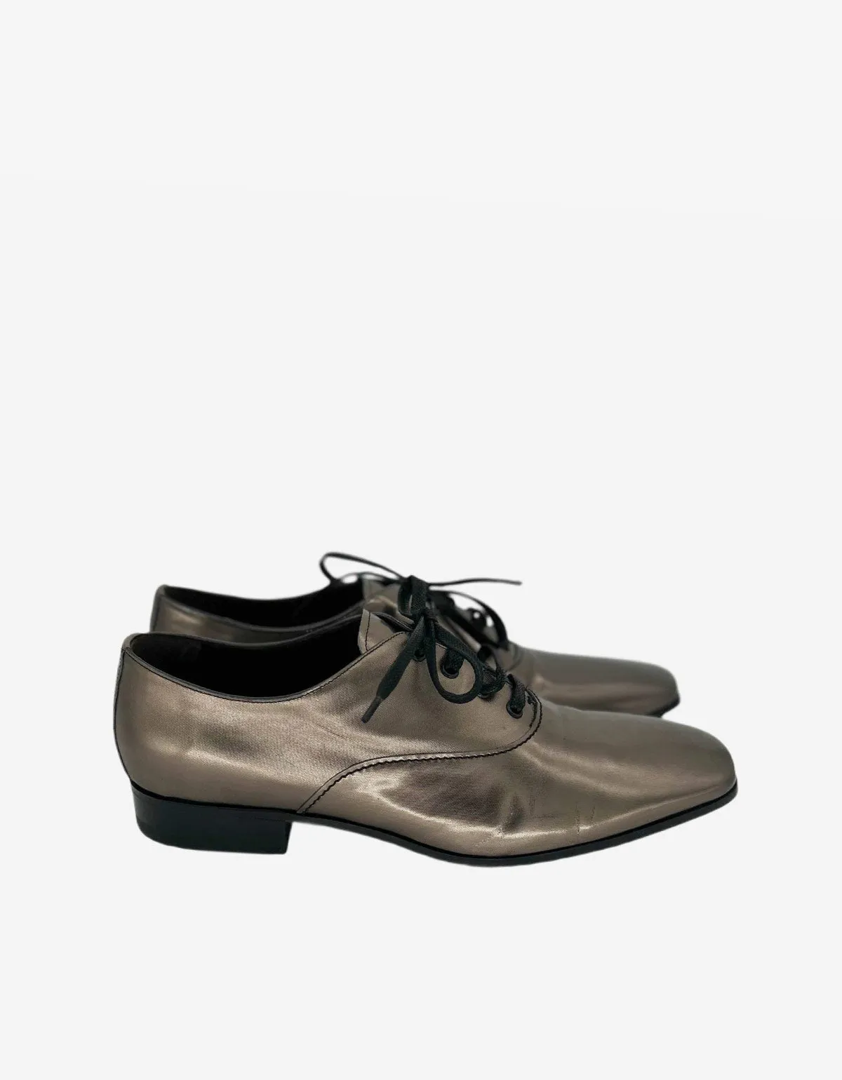 Lanvin Silver Oxford Shoe With Gros Grain Laces sold by Zoo Fashions product image thumbnail 2