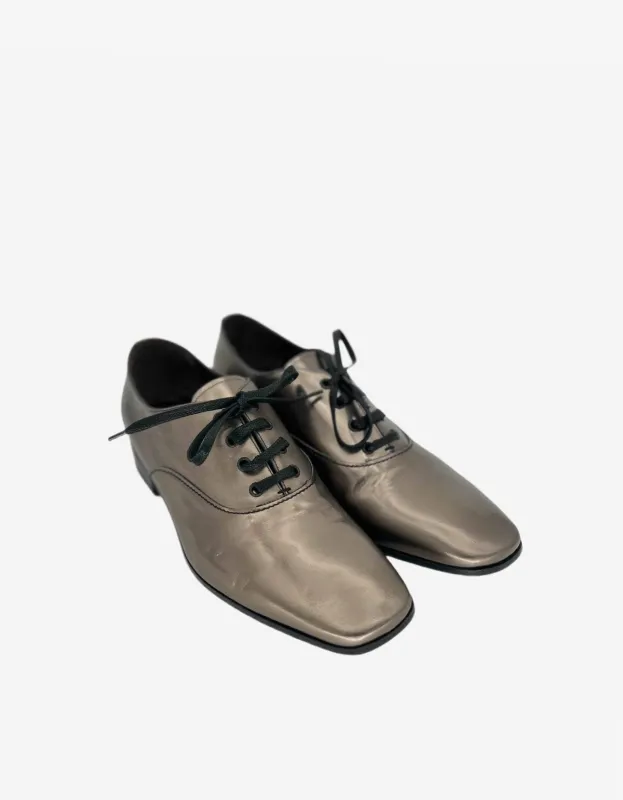 Lanvin Silver Oxford Shoe With Gros Grain Laces made by Lanvin