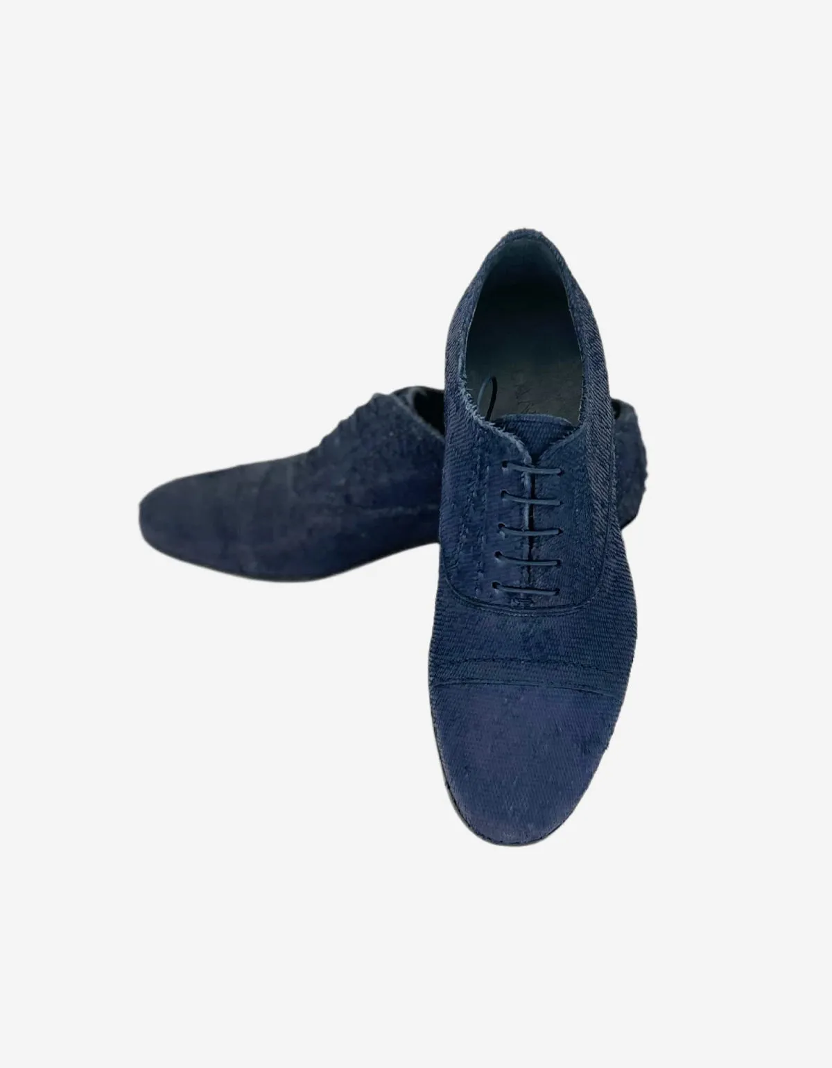 Lanvin Blue Distressed Leather Oxford Shoes sold by Zoo Fashions product image thumbnail 5