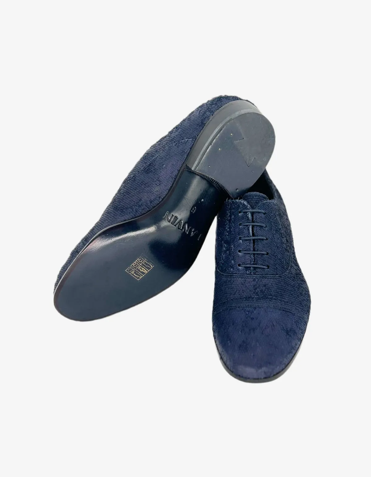 Lanvin Blue Distressed Leather Oxford Shoes sold by Zoo Fashions product image thumbnail 3