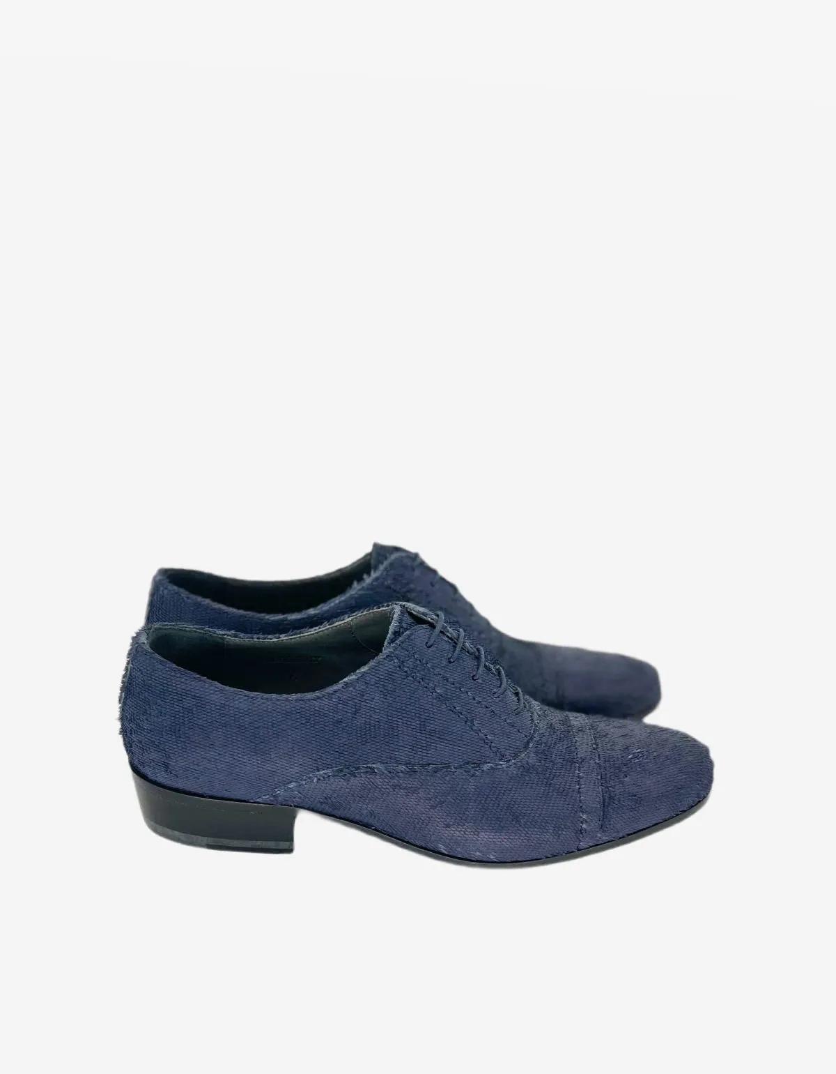 Lanvin Blue Distressed Leather Oxford Shoes sold by Zoo Fashions product image thumbnail 2