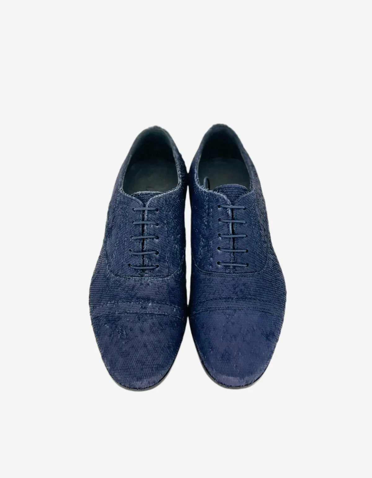 Lanvin Blue Distressed Leather Oxford Shoes sold by Zoo Fashions product image thumbnail 4