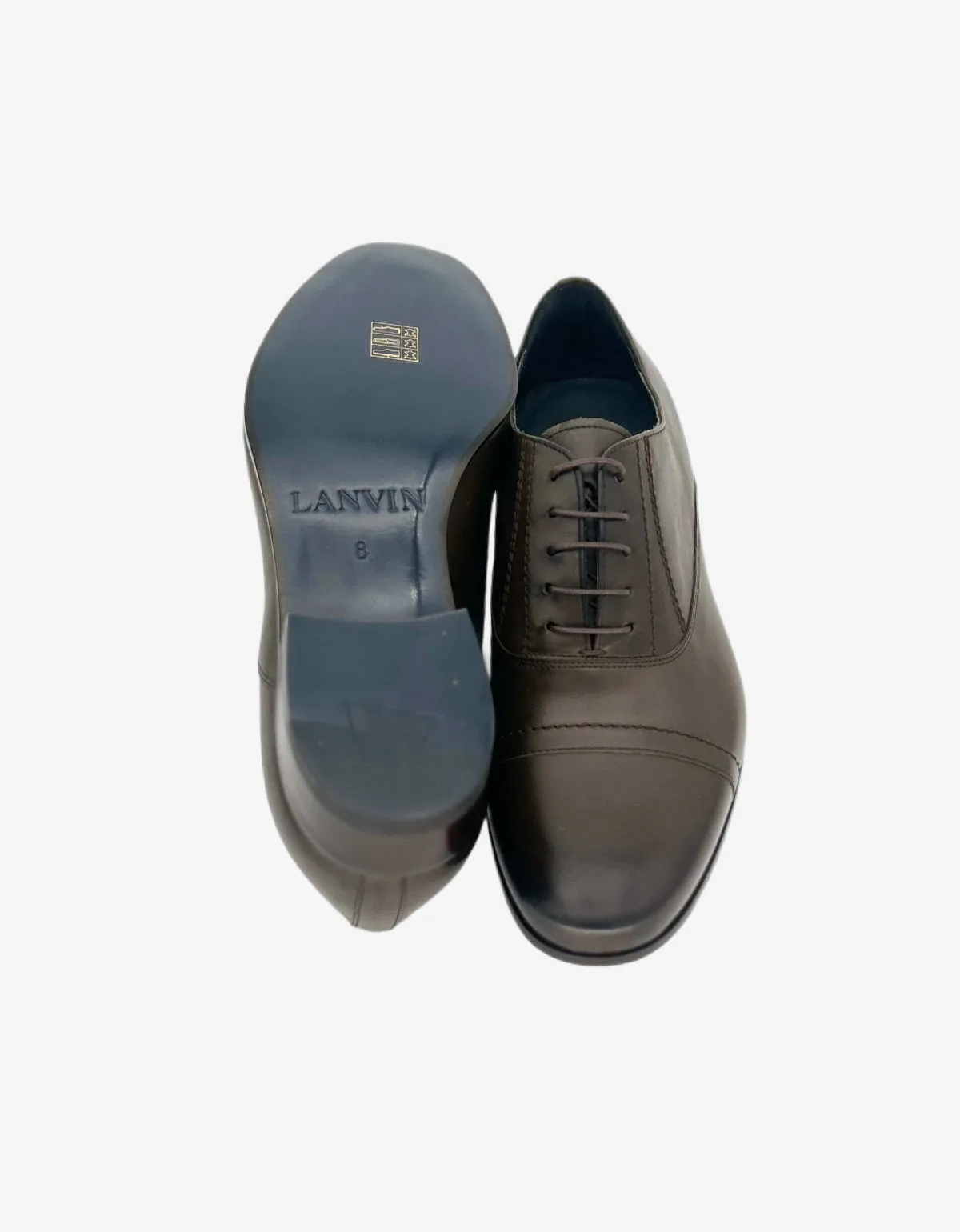 Lanvin Khaki Burnished Leather Oxford Shoes sold by Zoo Fashions product image thumbnail 5