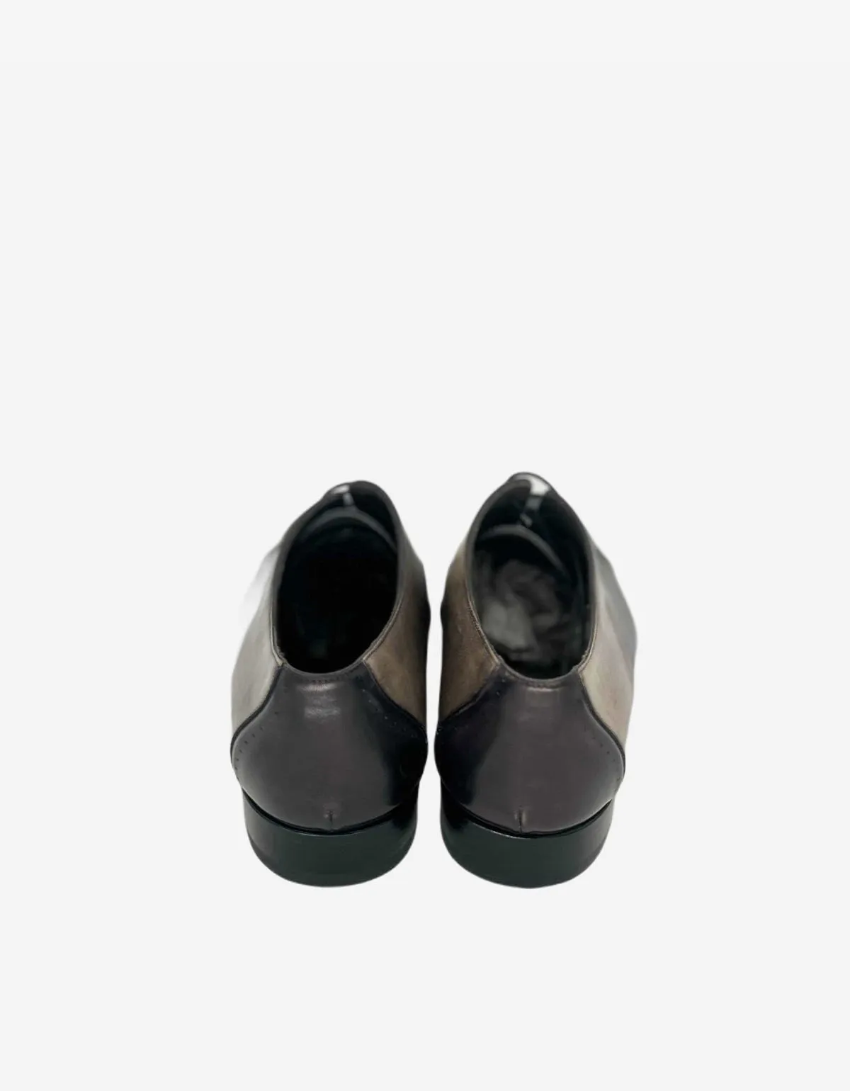 Lanvin Grey Burnished Leather Oxford Shoes sold by Zoo Fashions product image thumbnail 4