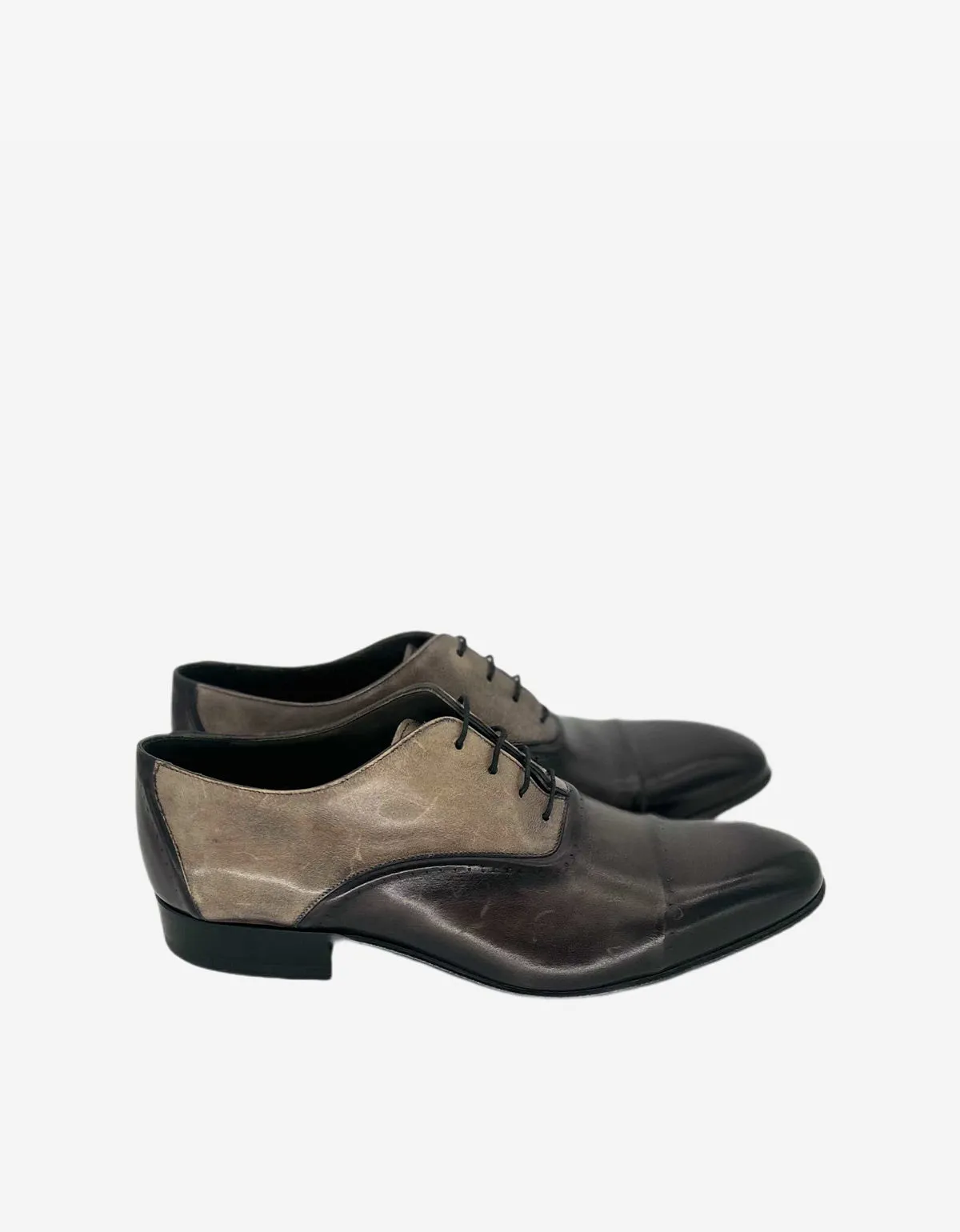 Lanvin Grey Burnished Leather Oxford Shoes sold by Zoo Fashions product image thumbnail 2