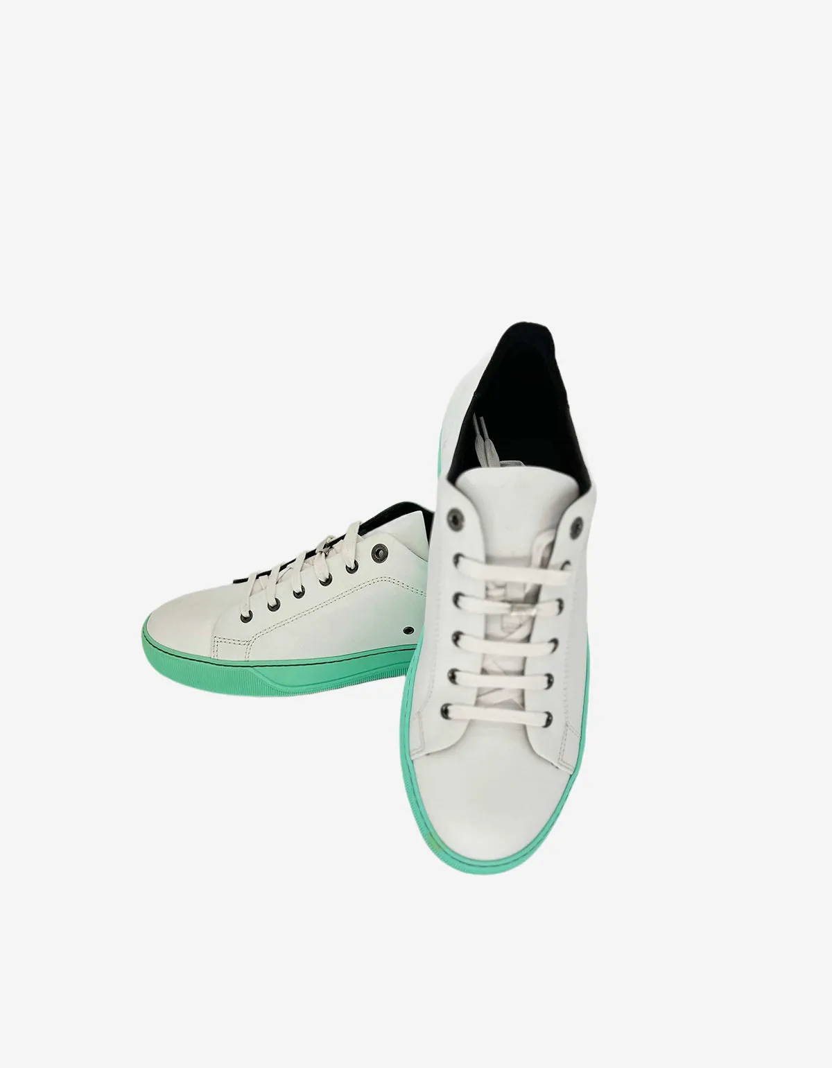 Lanvin White Leather Trainers with Mint Green Sole sold by Zoo Fashions product image thumbnail 4