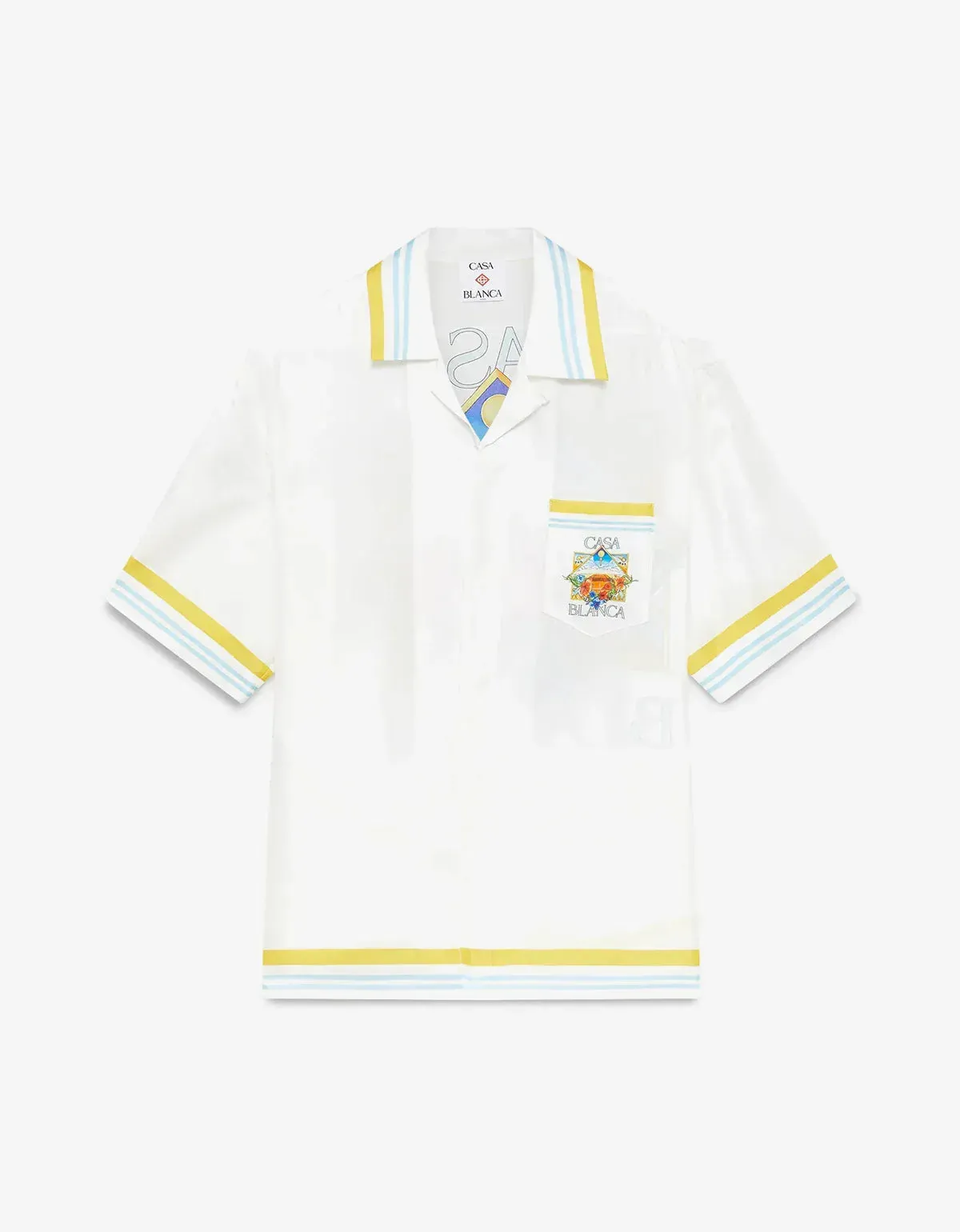 Casablanca White Tennis Landscape Short Sleeve Silk Shirt & Shorts sold by Zoo Fashions product image thumbnail 3