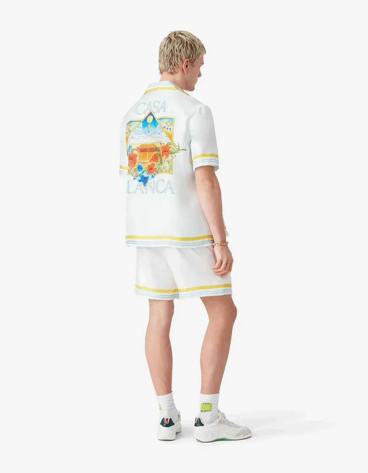Casablanca White Tennis Landscape Short Sleeve Silk Shirt & Shorts sold by Zoo Fashions product image thumbnail 2