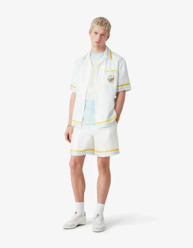 Casablanca White Tennis Landscape Short Sleeve Silk Shirt & Shorts sold by Zoo Fashions