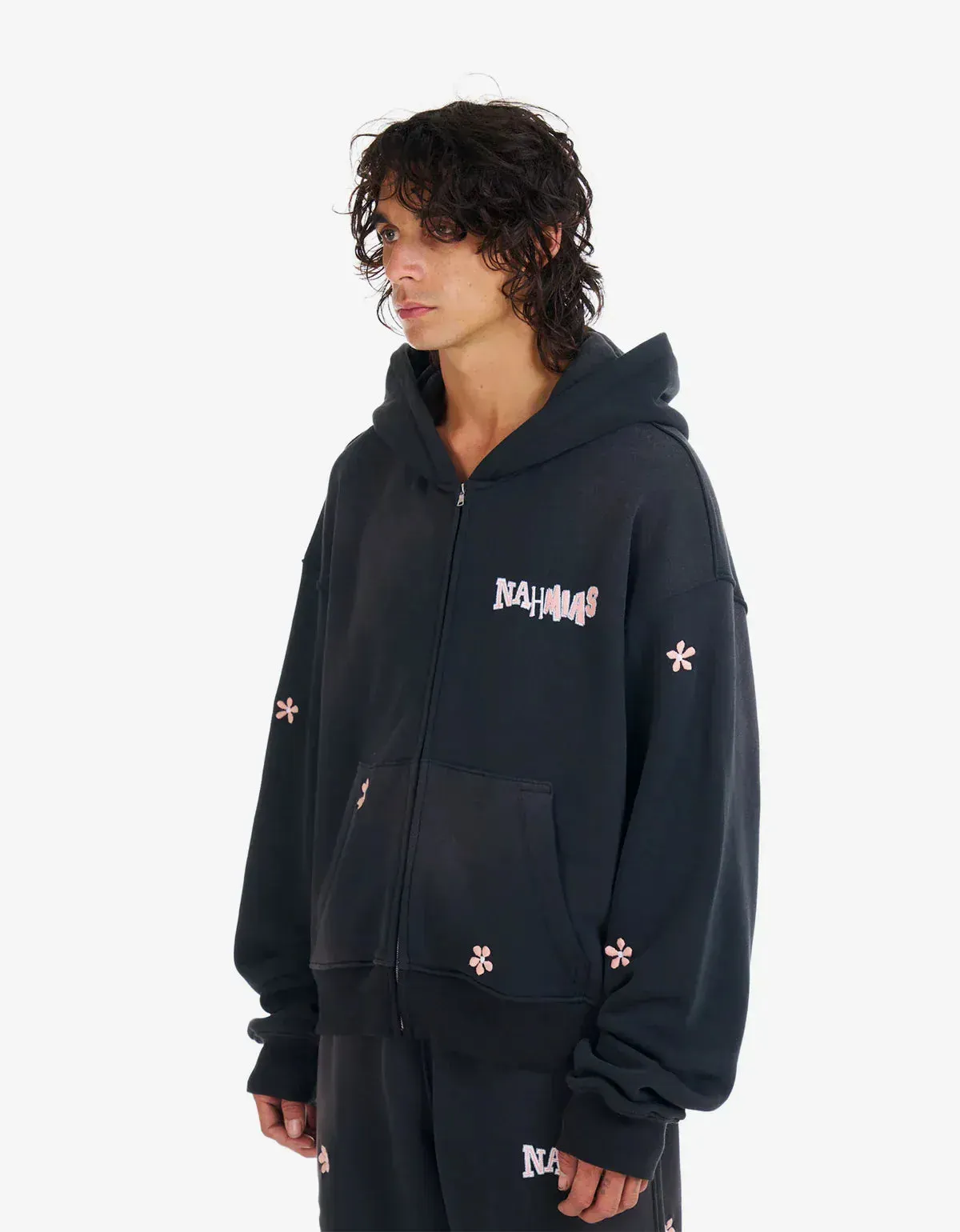 Nahmias Black Flower Groms Zip Up Hoodie & Wide Sweatpants sold by Zoo Fashions product image thumbnail 4