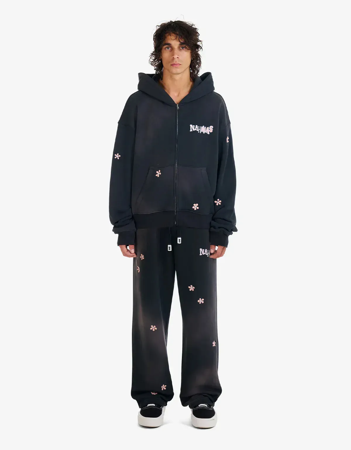 Nahmias Black Flower Groms Zip Up Hoodie & Wide Sweatpants sold by Zoo Fashions