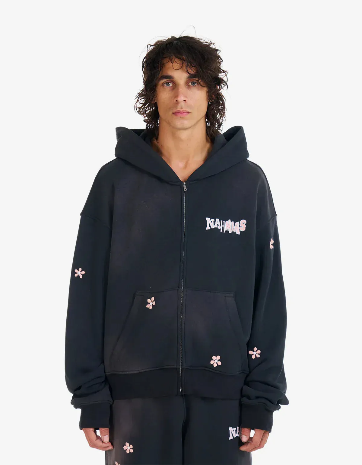 Nahmias Black Flower Groms Zip Up Hoodie & Wide Sweatpants sold by Zoo Fashions product image thumbnail 2