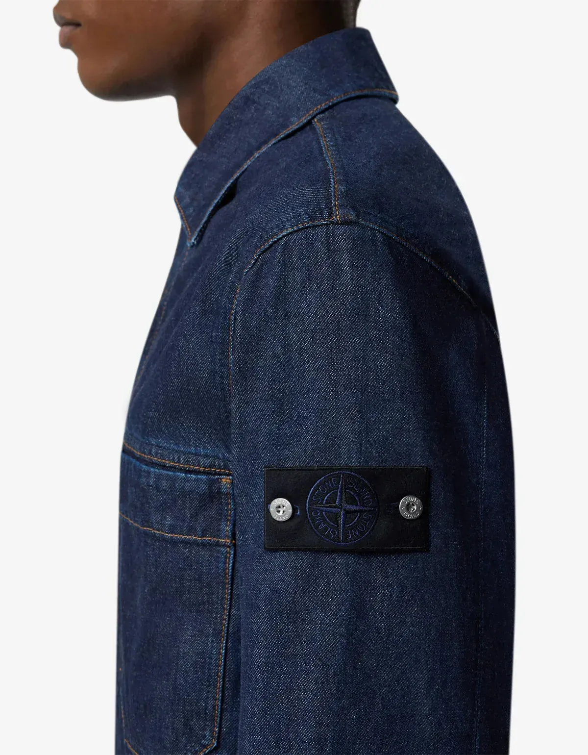 Stone Island Denim Research Indigo Denim-Rinsed Coach Jacket sold by Zoo Fashions product image thumbnail 3